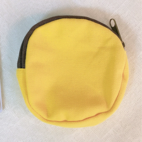 Sac à monnaie rond en toile de coton personnalisé pour femme, mini porte-monnaie avec fermeture éclair, pochette de rangement pour clés et porte-carte d'identité, sac cadeau