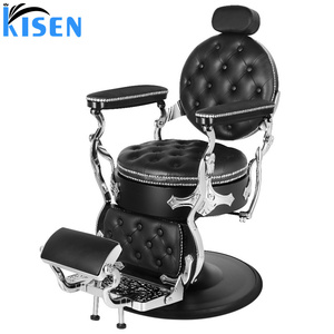 KISEN Luxury Foldable Salon Chair Modern Barbershop Salon Equipment and Furniture Hair Saloon Chairs Metal Barber Chair - Product Image 1