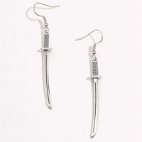 Boucles d'oreilles vintage en alliage de zinc en forme de couteau, marque KF, fabriquées en Chine, pour hommes et garçons, cadeaux de fête et d'Halloween