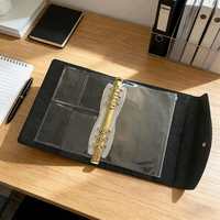 Carnet de voyage élégant en cuir PU effet crocodile, format A5, avec classeur à 6 anneaux dorés, organiseur de documents