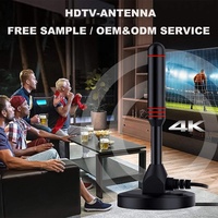 Antena de Tv Hd Long Arange Uhf Vhf Control remoto Dvbt2 4K Amplificador de señal Antena de Tv digital interior