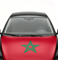 Funda para Capó de Coche con Bandera de Marruecos, Funda Elástica de Poliéster con la Bandera Nacional Marroquí para Eventos Deportivos, Decoración para Fanáticos