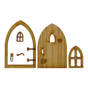 Porte de fée en bois, décoration de jardin miniature, arche 6.5x10cm pour accessoires de maison de poupée - Product Image 4