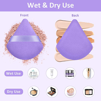 Puff de polvo triangular suave y grueso personalizado al por mayor, soplo de maquillaje de algodón para la cara, soplo de terciopelo para dedos, soplo de polvo cosmético de terciopelo