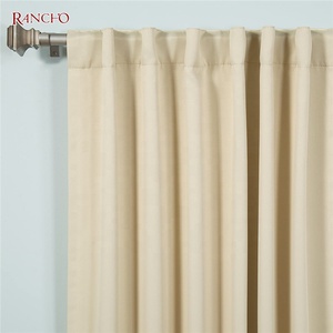 Cortinas opacas con bucle superior, color sólido, opacas, para sala de estar - Product Image 2