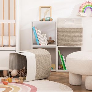 큐브 수납 바구니 13x13x13 인치 3팩 직조 면 바구니 정리용 면 로프 바구니 선반용 - Product Image 3