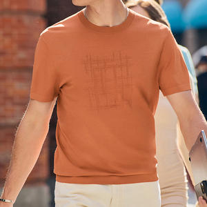 เสื้อถักไหมพรมแขนสั้นสำหรับผู้ชายเสื้อถักโครเชต์เสื้อถักแบบถักโลโก้ออกแบบได้ตามต้องการ - Product Image 2