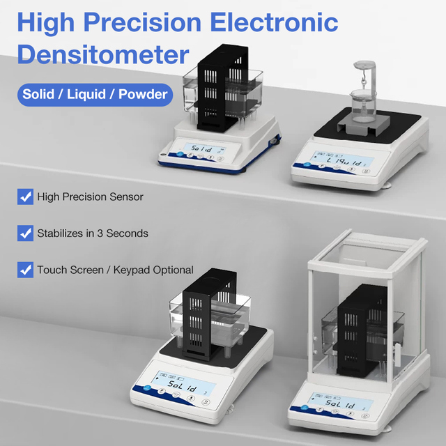 Digital Electronic Densitometer High Precision | Solid Liquid Powder Density Meter Specific Gravity Tester for Laboratory