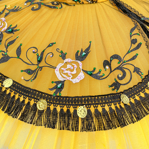 Tutú de Ballet Clásico Amarillo Dorado, Tutú de Ballet Profesional con Adornos Florales, Tutú de Ballet Estilo Español Esmeralda - Product Image 3