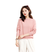 Pull en laine pure Design haut de gamme pour femmes Coupe ample Col haut Long Style d'hiver Pull en laine tricoté Stock en gros