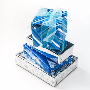 Custom Eco-Friendly Recyclable <b>Blue</b> Christmas Tree Snowflake Stripes Metallized Waterproof Double-Sided Gift <b>Paper</b> Packaging - Product Image 5