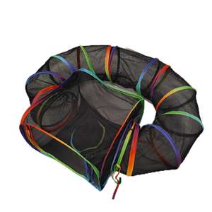 <span class=keywords><strong>Cage</strong></span> pour animaux de compagnie carrée 2 en 1 avec tunnel de type U Facile à ouvrir et à plier Filet en maille coloré pour chat et chien Fermeture à glissière Plateau en plastique - Product Image 3