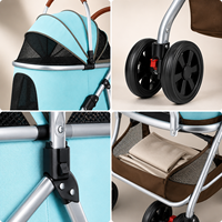 Poussette pour animaux de compagnie avec cabine détachable, cadre métallique pliable, roues en EVA, panier de rangement en maille respirante, vente en gros OEM