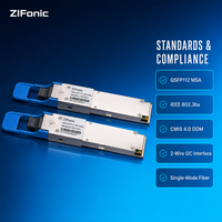 Modul Transceiver Optik ZIFonic 400G QSFP112 DR4 1310nm Single-Mode MPO 500m 400Gbps Fiber untuk Interkoneksi Pusat Data QSFP112