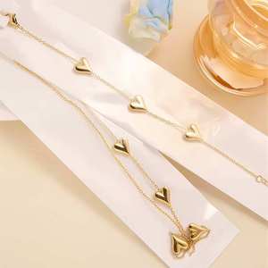 Fashion <b>Love</b>-themed Stainless Steel Jewelry Bracelet Electroplated with 18K Gold. Multiple Heart-shaped Pendant Bracelet. - Product Image 5