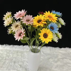 Bernier long only five sunflowers indoor dry decoration green plant hand decorative wholesale