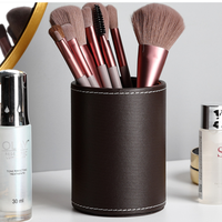 Porte-stylos rond en cuir PU créatif et élégant, boîte de rangement de bureau durable, porte-stylos