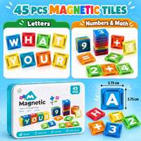 Nouveauté EPT : 45 pièces de tuiles magnétiques alphabétiques double face, majuscules et minuscules, blocs d'apprentissage pour enfants