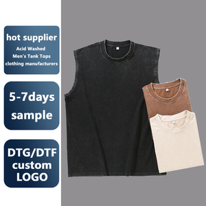 Camiseta sin mangas para hombre de algodón 100% de alto gramaje con lavado ácido, estilo vintage streetwear, corte holgado, retro, tipo muscle tee, ropa masculina - Product Image 2