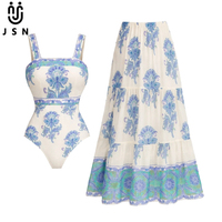 JSN 2026 Nouvelle Arrivée Personnalisée Maillot de Bain Une Pièce Tendance pour Femme avec Robe de Plage Imprimé Floral Tenue de Plage pour Dames
