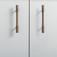 Poignées de meuble en laiton Maxery, barres en T bronze antique, tirants de tiroir avec boutons assortis, détail anneau noir, pour armoire de cuisine et penderie