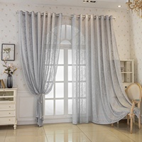Rideaux Transparents Brodés Jacquard à Motif Floral Minimaliste Moderne, à Fixation Murale, pour Fenêtre Panoramique, Toutes Saisons, Style International