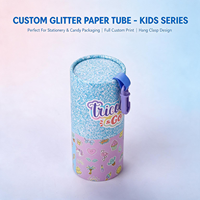 Tube en papier personnalisé avec motif de dessin animé mignon, emballage portable avec crochet, pour papeterie pour enfants, bonbons, cadeaux, boîte en papier