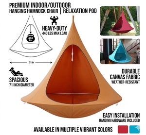 Hamaca de Lona Grande de 1.5M para Acampar y Hacer Senderismo - Cama Columpio para Patio/Balcón/Jardín con Cojín Cómodo y Capacidad de 200kg - Product Image 4
