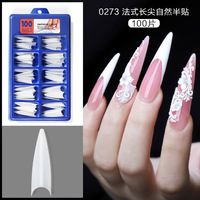 Appuyez sur l'ongle 100 PCS ABS Artificiel Transparent Couverture Complète Ongles Conseils Pointu Long Faux Ongles Fournisseur Pour Dame