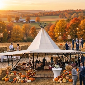 Tenda Tipi Gigante Personalizzabile in Tela Resistente per Eventi Autunnali, Feste del Ringraziamento e Noleggio per Aziende - Product Image 1