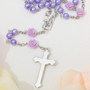 Rosario <span class=keywords><strong>de</strong></span> Perlas <span class=keywords><strong>de</strong></span> Cristal con Cuentas <span class=keywords><strong>de</strong></span> la Virgen María, Hecho a Mano, con Flores <span class=keywords><strong>de</strong></span> Rosa, para Mujer, Religioso, Católico - Product Image 4