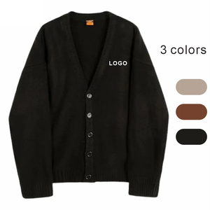 Fashion <strong>Knitting</strong> Cardigan Custom Logo Print Thickened Cold Resistant Comfy Winter Buttons Solid <strong>Sweater</strong> Cardigan Knitwear - Product Image 1