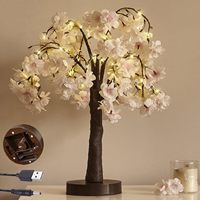 Beleuchteter Kirschblütenbaum Rosa 18 Zoll 40 LED Mit Timer Künstlicher Tisch-Bonsai-Baum Lichter USB-Anschluss oder Batteriebetrieben