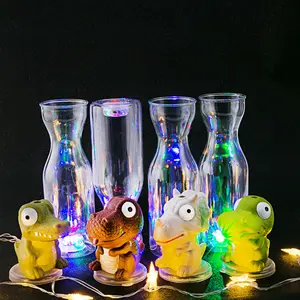 Creative disposable shiny customized animal modeling plastic glow party cup with lid single wall