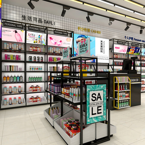 Exhibición de cosméticos, tienda de diseño interior, muebles de acero y madera, estantes de exhibición de cosméticos - Product Image 5