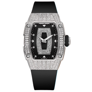 นาฬิกาหน้าปัดเพชรเต็มเรือนกันน้ำสำหรับผู้หญิง013 Pagani ดีไซน์แบบหน้าปัดทรงถังไวน์หน้าปัดเพชรเต็มรูปแบบ - Product Image 5