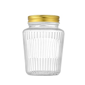 Empty Snack Nuts Candy Round <strong>Basil</strong> Pesto Honey Mustard Glass <strong>Container</strong> 500ml Clear Spice Glass Food Storage Jar With Screw Lid - Product Image 2