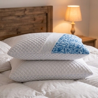 Moderne Nackenkissen aus geschreddertem Memory-Schaum, King-Size-Set, 2 Stück, mit kühlendem Baumwollbezug, geometrisches Muster, waschbar, für Seiten-/Rücken-/Bauchschläfer