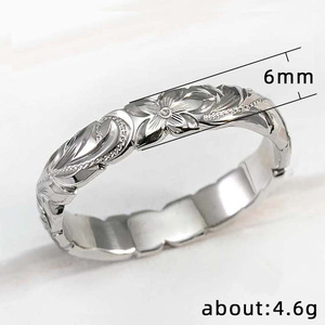 F532 Anello Classico da Donna in Acciaio Inossidabile con Motivo Floreale Senza Pietre - Product Image 4