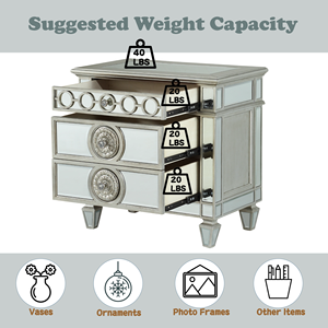 <b>Mirrored</b> Nightstand With Drawers And Decorative Knobs For Bedroom Use - Product Image 3