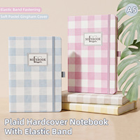 Cuaderno Personalizado con Correa y Patrón de Cuadrícula, Estilo Macaron, para Estudiantes, con Líneas Horizontales, Minimalista y Ligeramente Engrosado