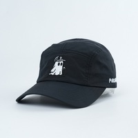 Casquette de camping non structurée à 5 panneaux, couleur personnalisée et logo brodé, visière incurvée, en coton, unisexe, pour le sport