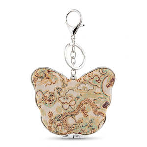 Espejo compacto con forma de mariposa, llavero con espejo de maquillaje de doble cara con cubierta de tela de brocado, portátil para mujeres y niñas - Product Image 4