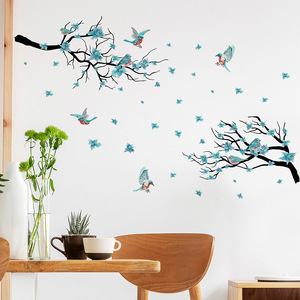 Adesivi da <span class=keywords><strong>parete</strong></span> in PVC rimovibili impermeabili per <span class=keywords><strong>albero</strong></span> rami fiori uccelli TV sfondo per camera da letto - Product Image 4