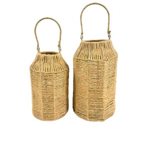 Hand Woven Portable Lampshade Imitation Rattan Cylindrical E27 Solar <b>Lighting</b> Tea Room <b>Decorative</b> Pendant Light - Product Image 4