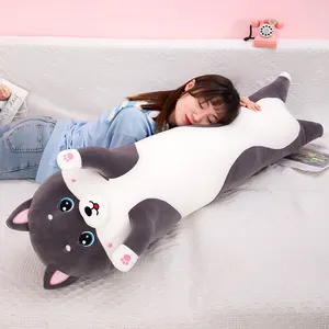 Husky almohada larga juguete de peluche cachorro grande Decoración Juguetes perro almohada regalos cumpleaños niña 150 Cm niñas perro juguete