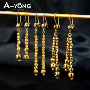 أقراط زفاف جديدة بالجملة لعام 2025 مطلية بالذهب عيار 21 قيراط على الطراز الدبي، أقراط طويلة متدلية للنساء لحفلات الزفاف والمناسبات - Product Image 5