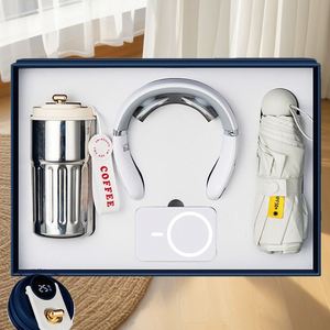 Set de Regalo Promocional 4 en 1 con Taza de Café, Paraguas, Protector Cervical, Batería Externa y Masajeador, con Logotipo Personalizado y Color a Elección - Product Image 3