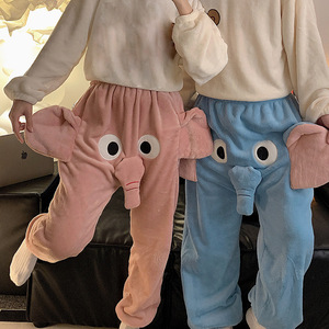 <span class=keywords><strong>Pijama</strong></span> de Franela Cálido de Invierno con Diseño de Trompa de Elefante 3D de Dibujos Animados YB para Mujer y <span class=keywords><strong>Hombre</strong></span>, Pantalones Largos Sueltos, Ropa de Casa para Parejas - Product Image 1