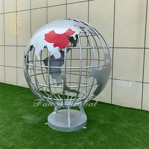 Outdoor Custom Landscape Decor Globe World Map Stainless Steel Sculpture